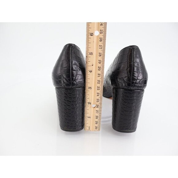 Cole Haan Women's Karena Pump Size 7 Block Heel Black Croc Leather Shoe - Picture 6 of 11
